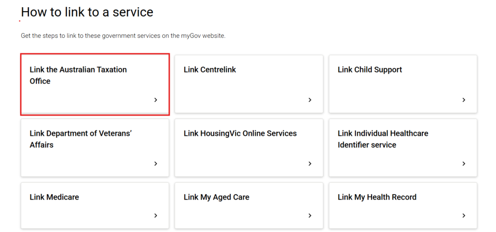 Services you can link to on myGov