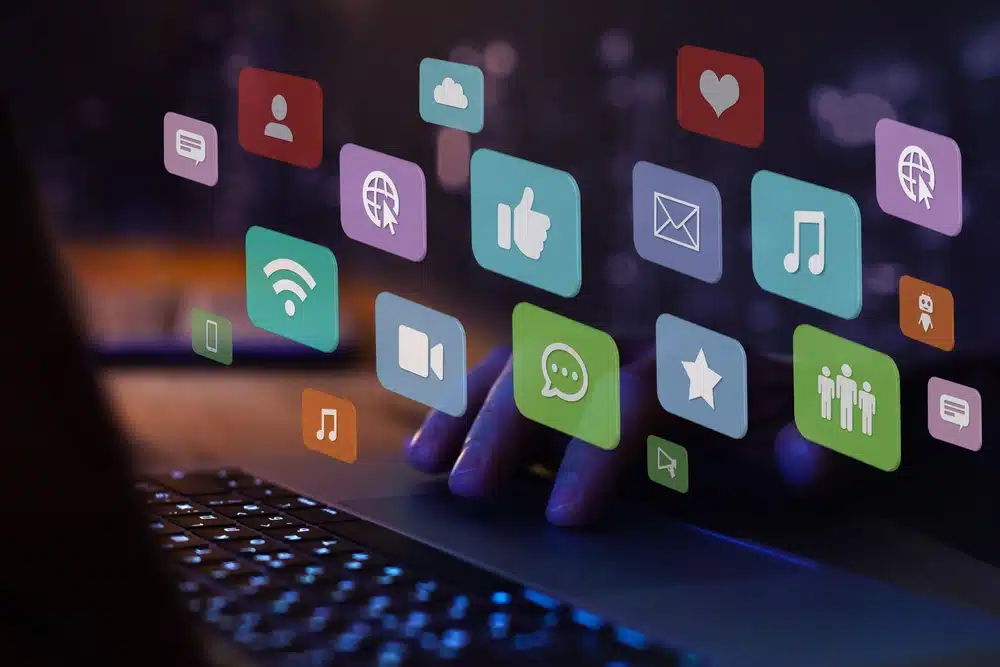 Social media concept with colorful icons