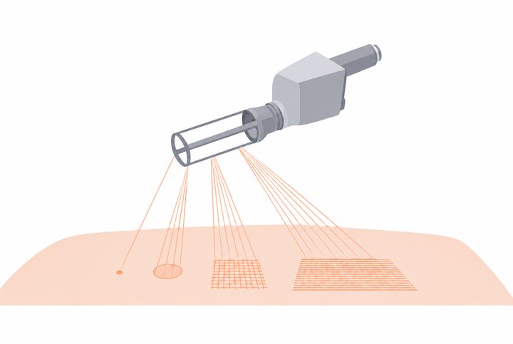 One applicator, from a single lesion to a full field